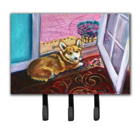 Jensendistributionservices Corgi Watching From the Door Leash or Key Holder MI1715086
